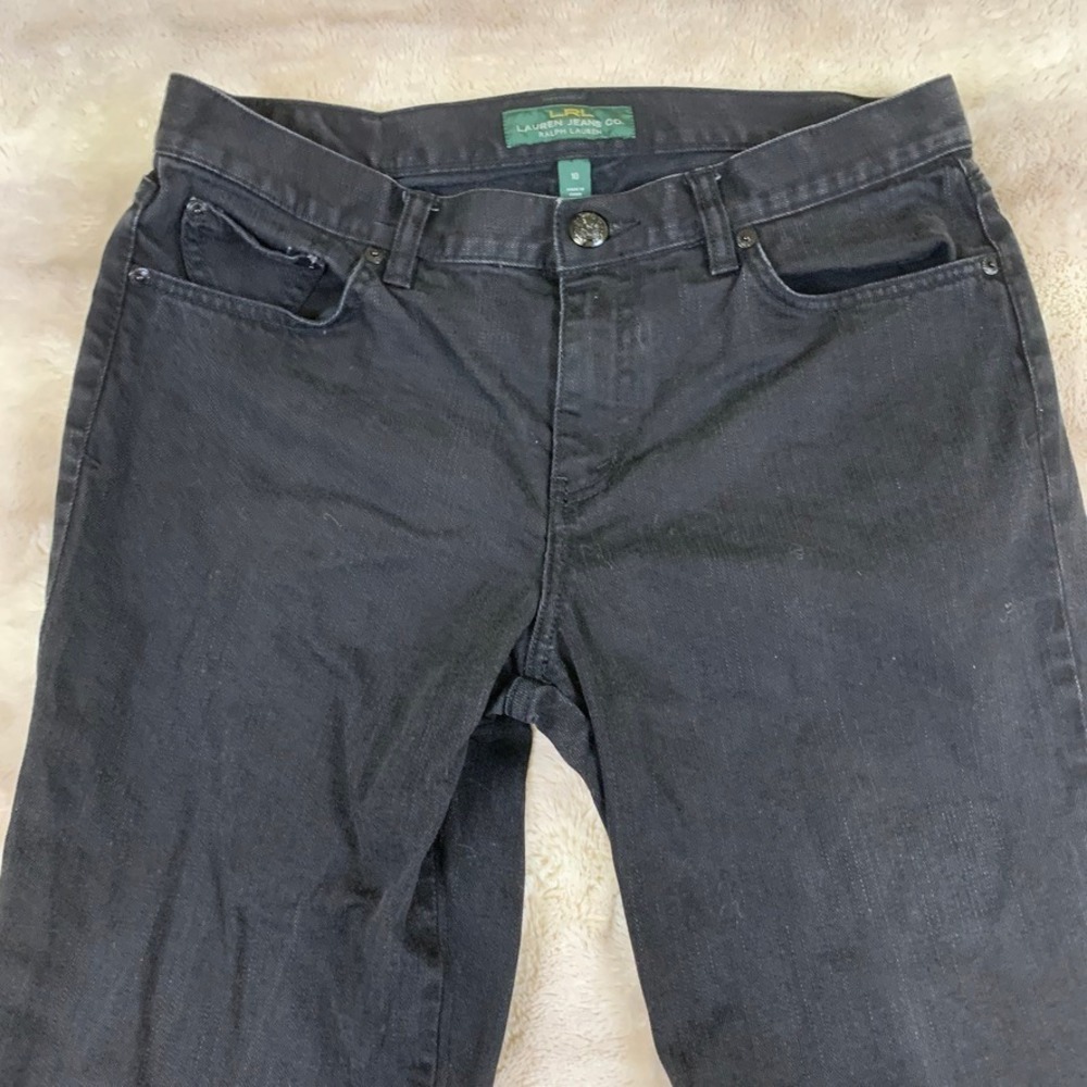 Lauren Ralph Lauren Modern Slim Black Embroidered Beaded Jeans Womens 10 - Picture 2 of 15